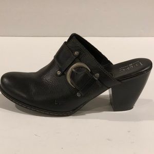 Born Concept Mule, Size 10, Black Leather, 3" Heel